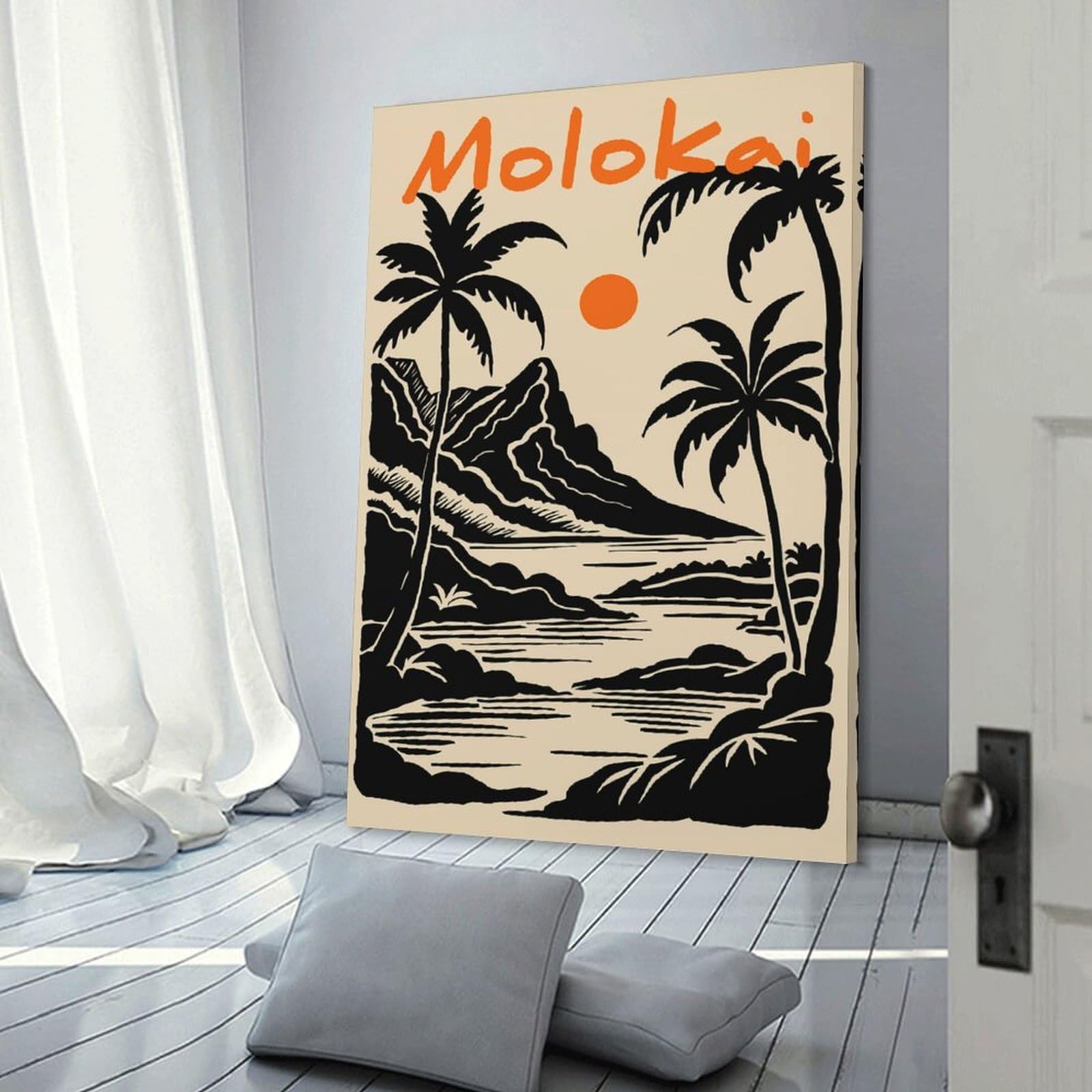 Junmoney Decorative Wall Artwork Molokai Island Landscape Art, 24x36inch(60x90cm), for Living Room, Lounge Or Sitting Room, Modern Wall Decor for Cosy Interiors