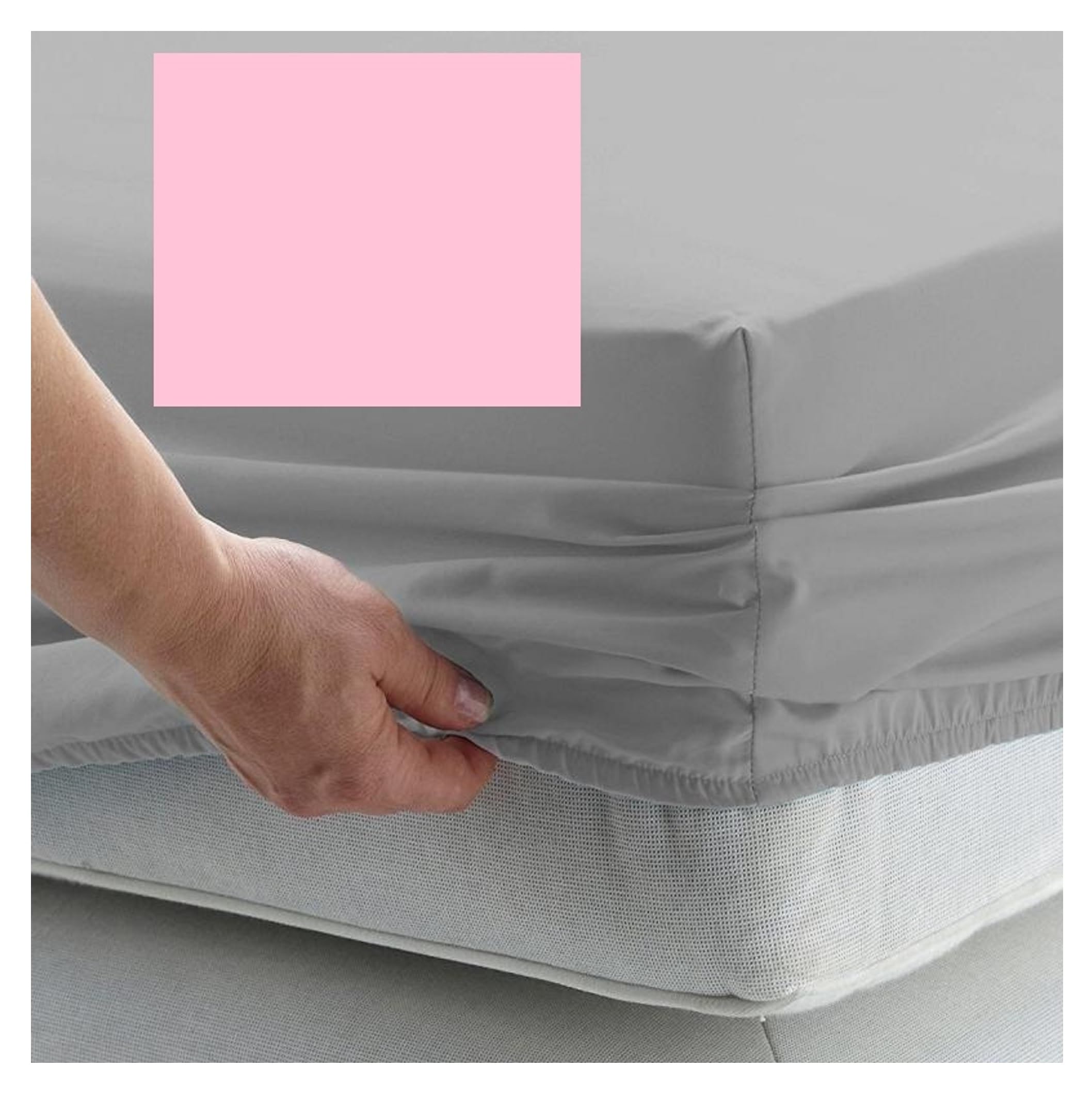Bedtime Comforts Ltd Pink Caesar Size Fitted Sheet 8' X 6'6" (Extra Deep) - 300 Thread Count Percale Material - Hand Made To Order - 17" (43Cm) (Pink)