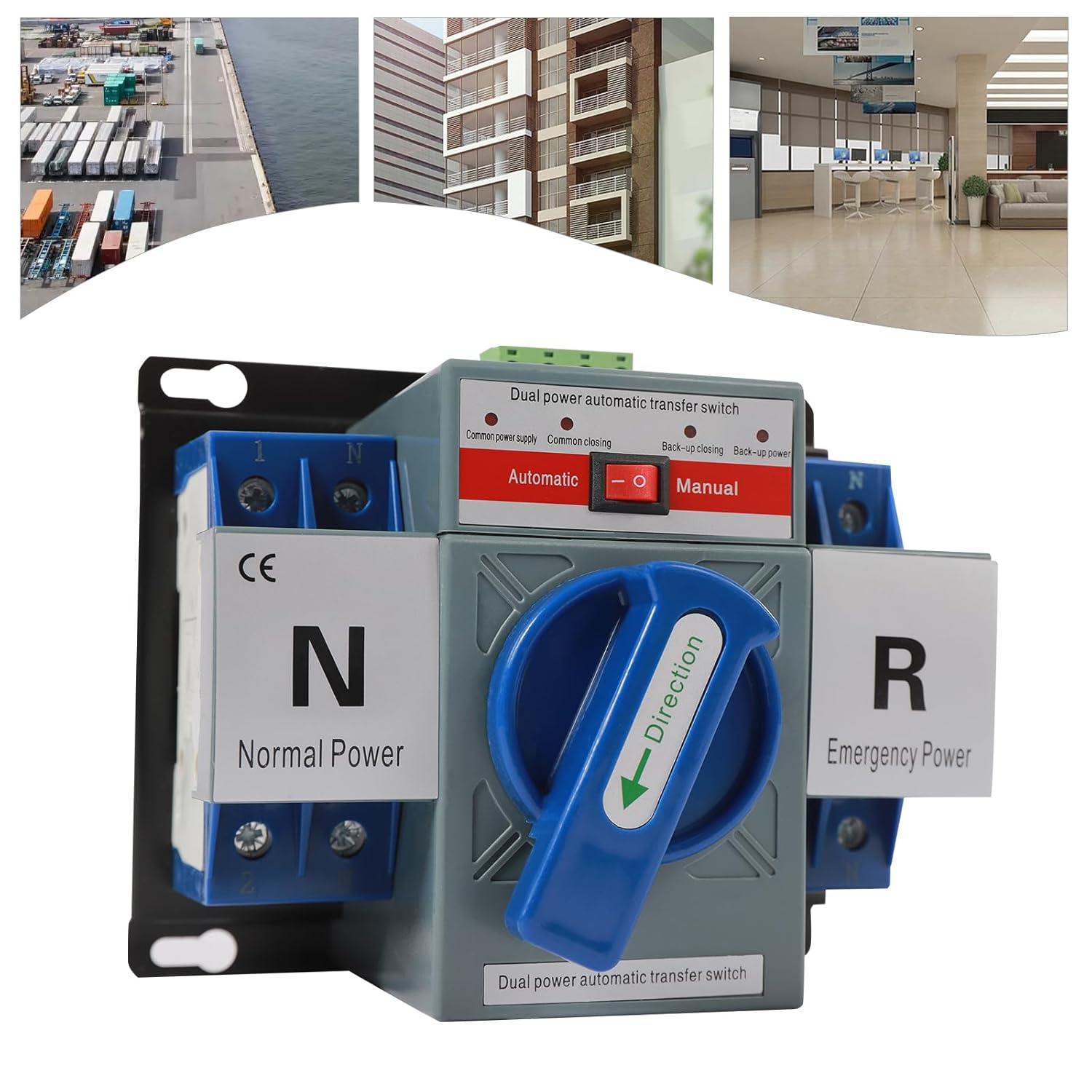 110V 2P 63A Mini Dual Power Automatic/Manual Transfer Switches Toggle Controller Change-Over Switch Self Cast Conversion 2S Quickly Toggle AC-33iB Conversion Options (2P 63A Blue)