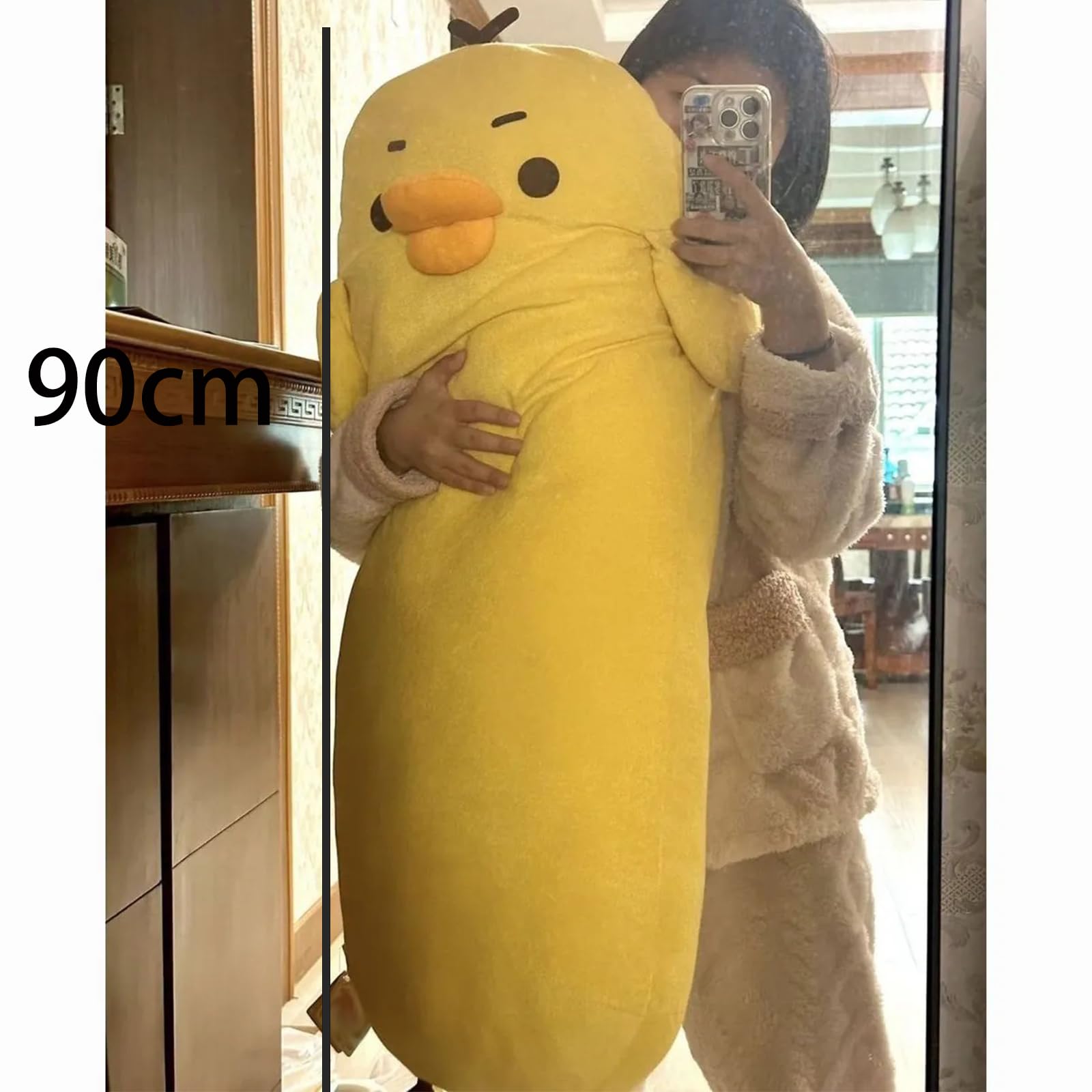 Huhn Kuscheltier, Kissen Seitenkissen Plüschtier, Stofftier Plüsch Puppe Plüschtiere, Geschenk für Jungen Mädchen (Lange Streifen -90cm)