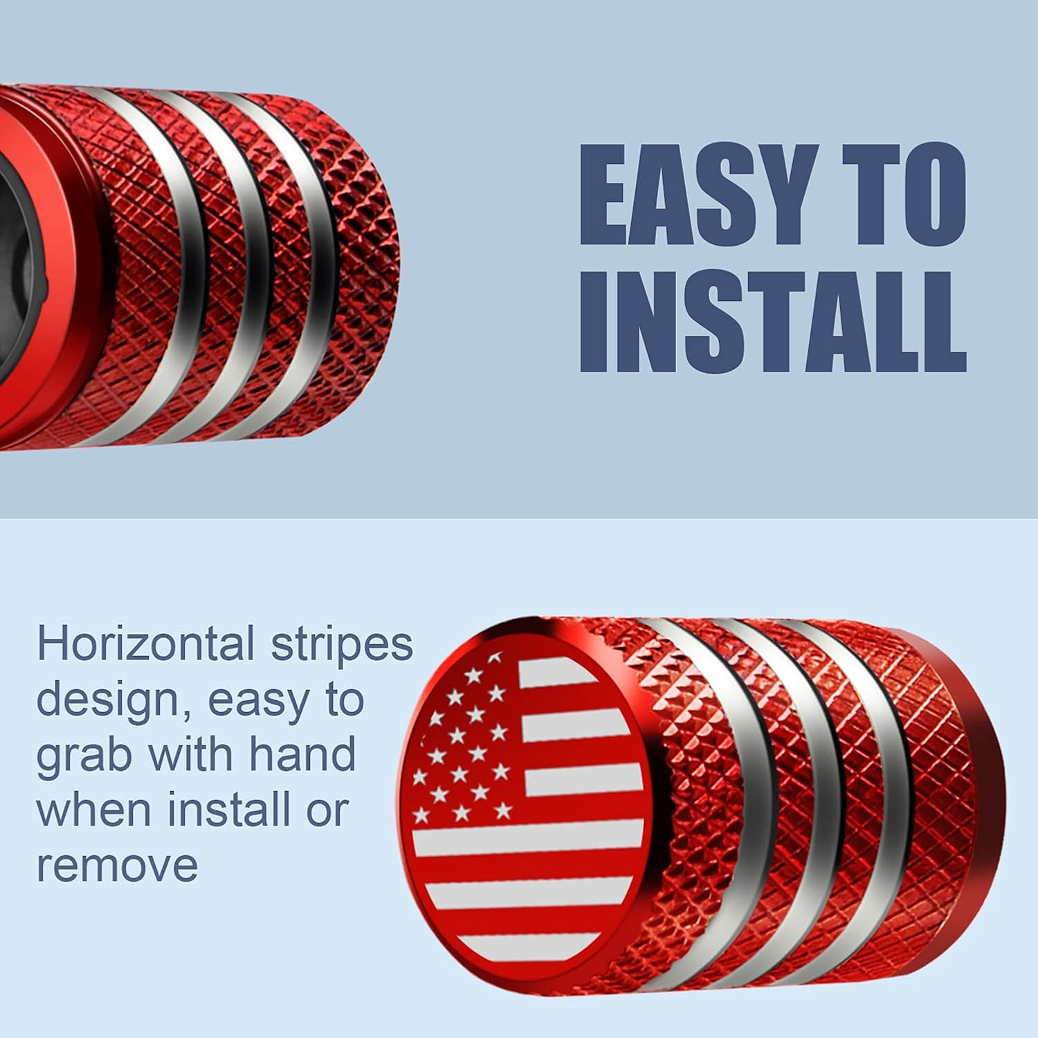 DECURCAR Tire Valve Stem Caps 5 Pack American Flag - Red image 4