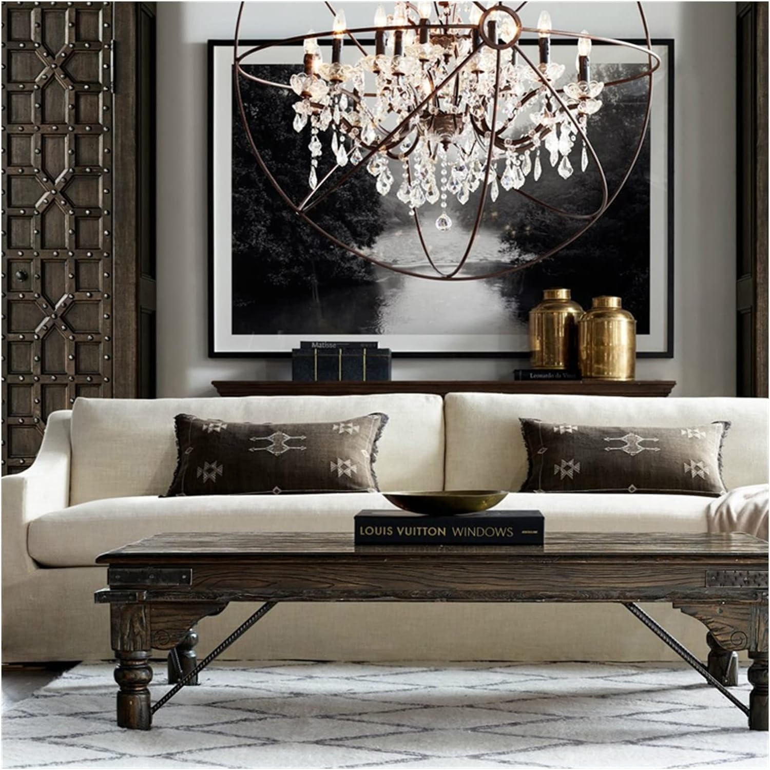 Pendant Lights, Retro Crystal Chandelier Church Living Room Light Medieval Country Candle Chandelier Earth Birdcage Lighting Illuminate