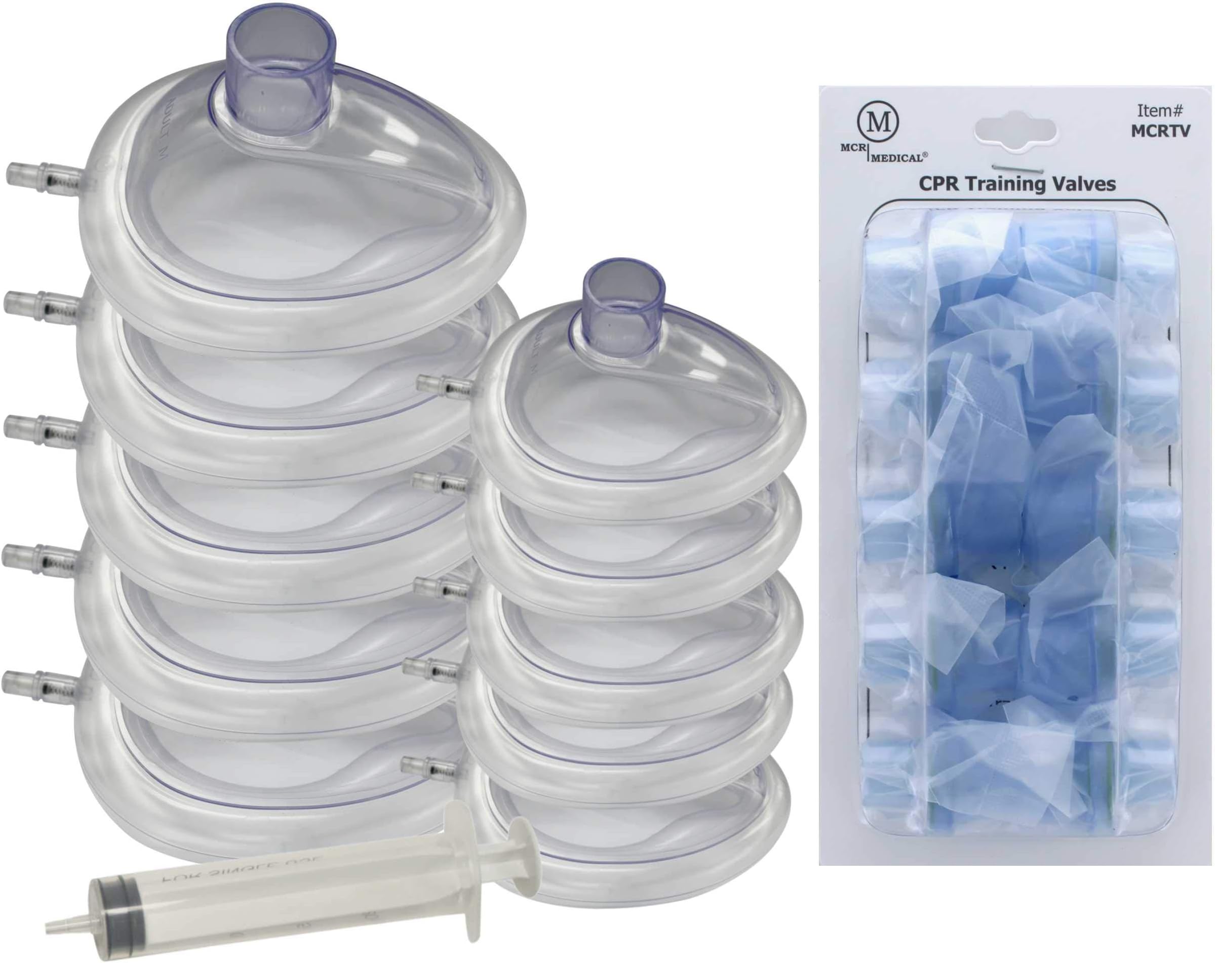 Combo Pack of CPR Training Masks, 5 Adult & 5 Infant with Valves, MCR Medical
