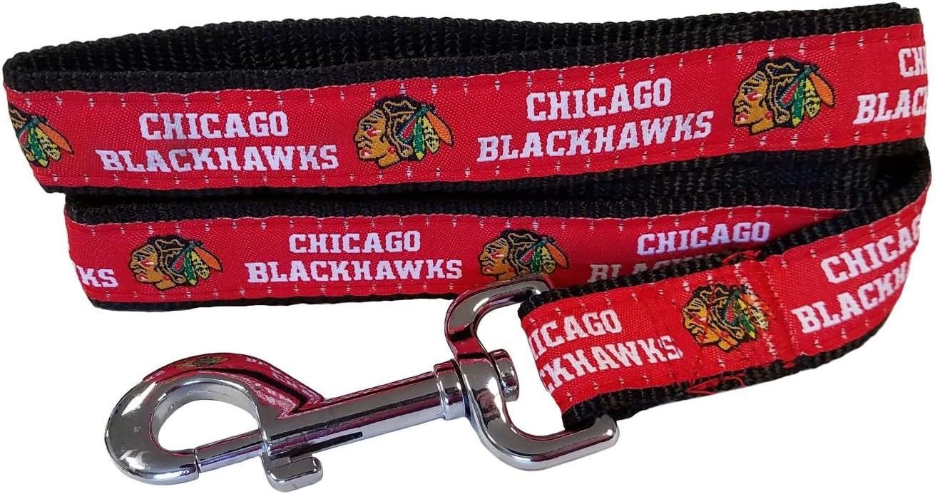 Pets First NHL Chicago Blackhawks Leash for Dogs & Cats, Large. - Walk Cute & Stylish! The Ultimate Hockey Fan Leash!, 6 ft Long x 1 in Width, BHK-3031-LG 6 ft long x 1 in width Chicago Blackhawks