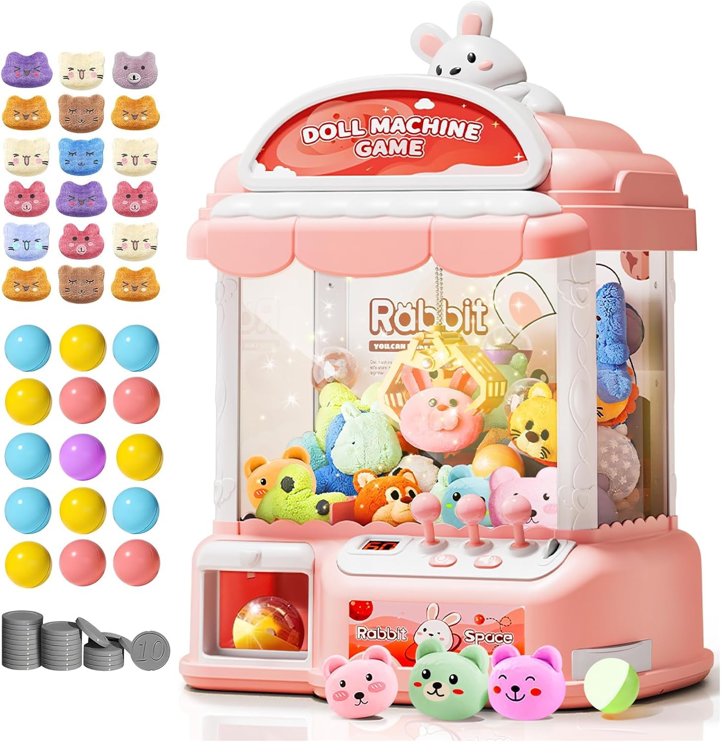 Claw Machine for Kids, 30 Toys &amp; 24 Game Coins &amp; 20 Surprise Eggs