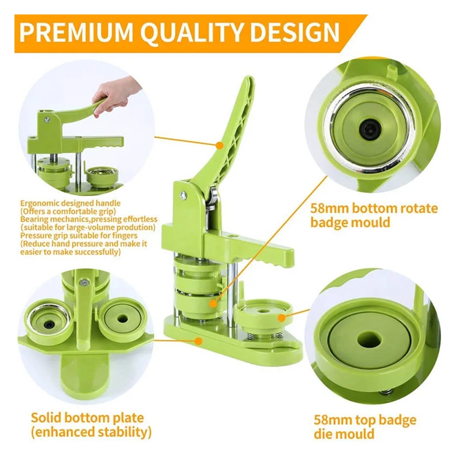 Ruotare Pin Badge Maker Machine Button Pin Maker Badge Punch Press Machine con 100 Set di Parti E Taglierina 25/32/37/44/58MM(25MM)