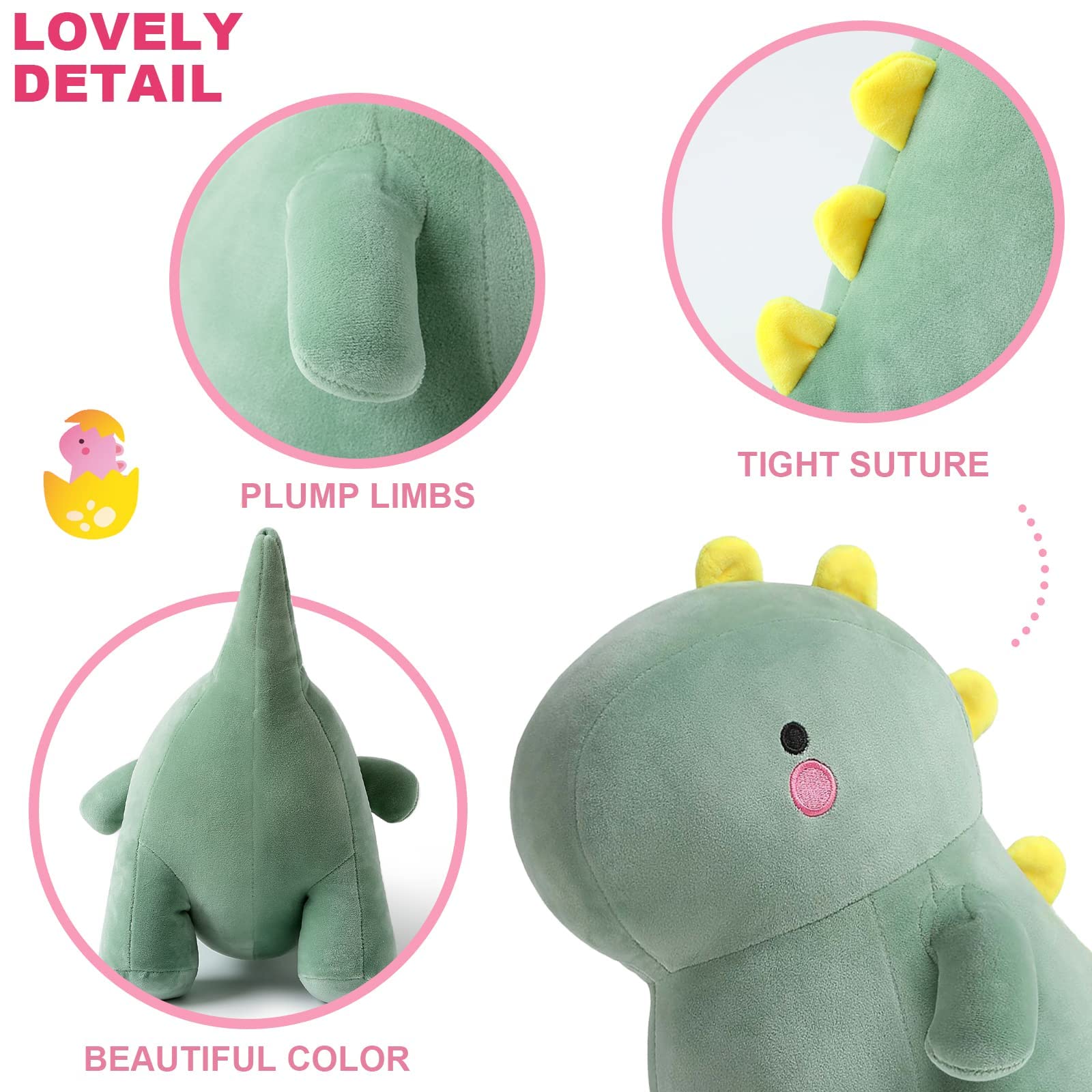Peluche Dinosauro XineYuor 30 Cm - Morbido, Verde, Giocattolo Kawaii Per Bambini
