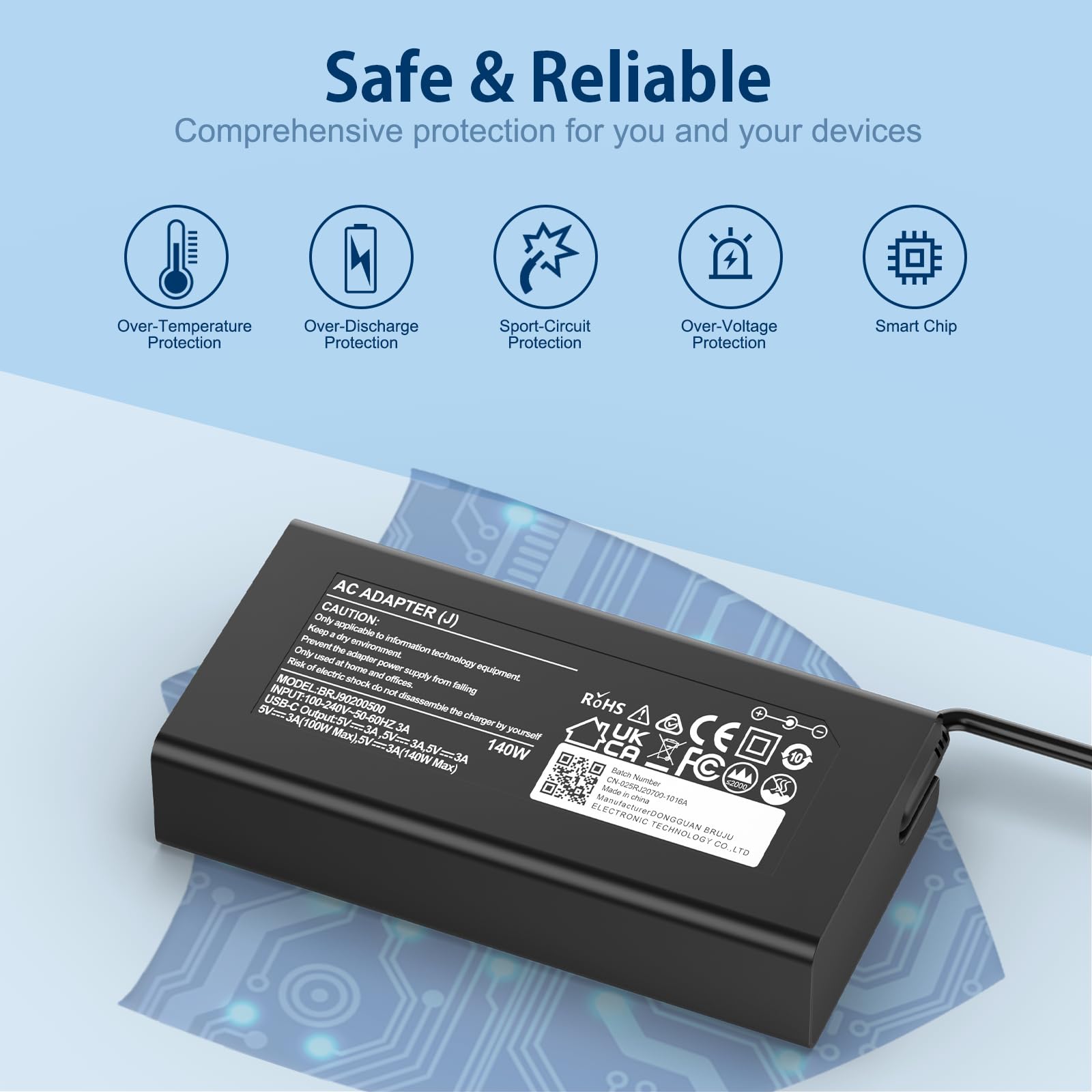 Chargeur 140W 135W USB C Alimentation pour Lenovo Yoga IdeaPad