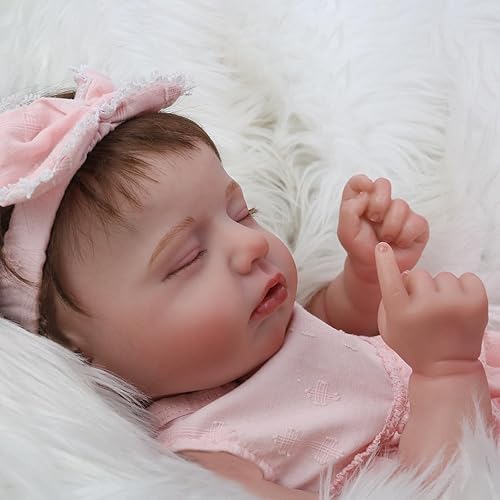 Miniatura 8 de Muñecas Reborn Baby Girl  Muñeca de bebé recién nacida realista de 20 pulgadas, cuerpo de tela hecha a mano, muñeca Reborn con peso suave, juego de