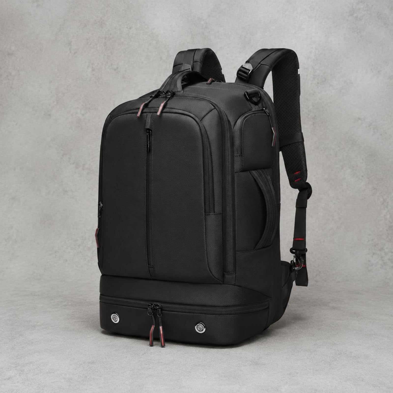 Zaino da Viaggio Uomo Convertibile con Tracolla Zaino Borsa a Spalla Borsa per Ufficio con Tasche Multiple E Protezione Laptop Spallacci Larghi E, Nero, Nero, 19