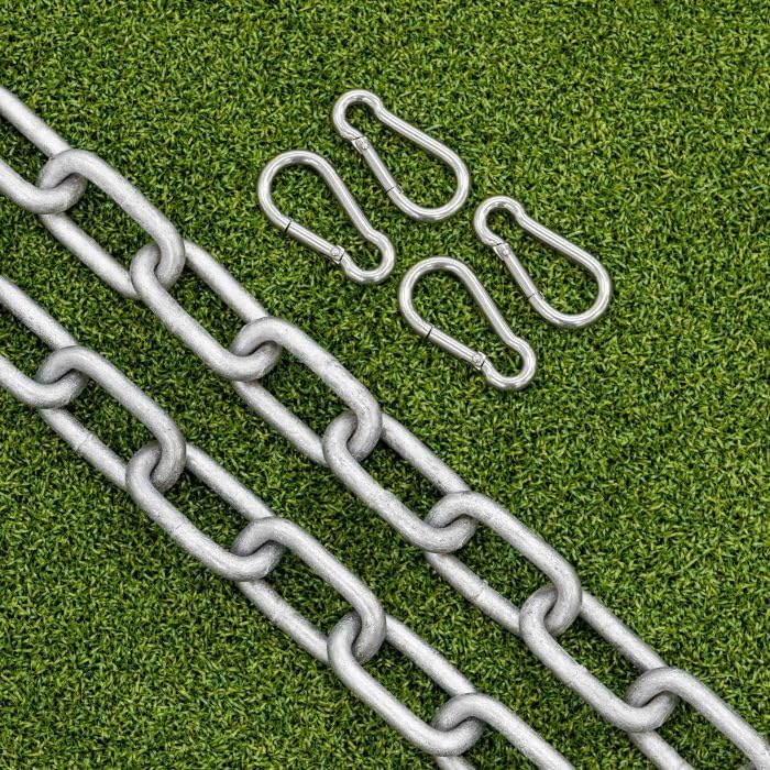 FORZA Goal to Fence Chain Anchors – Set of 2 Galvanized Steel Chains with Snap Hooks for Secure Soccer Goal Installation | 1.8ft and 10ft Lengths
