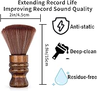 Vista 4 de Cepillo limpiador de discos de vinilo, cepillo limpiador de discos de audio, cepillo suave de madera, diseño retro, antiestático, limpieza de polvo
