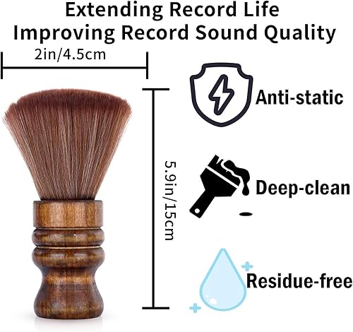 Miniatura 5 de Cepillo limpiador de discos de vinilo, cepillo limpiador de discos de audio, cepillo suave de madera, diseño retro, antiestático, limpieza de polvo,