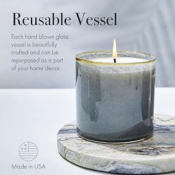 LAFCO New York Signature Candle, Sea & Dune - 15.5 oz - 90-Hour Burn Time - Reusable, Hand Blown Glass Vessel - Made in the USA