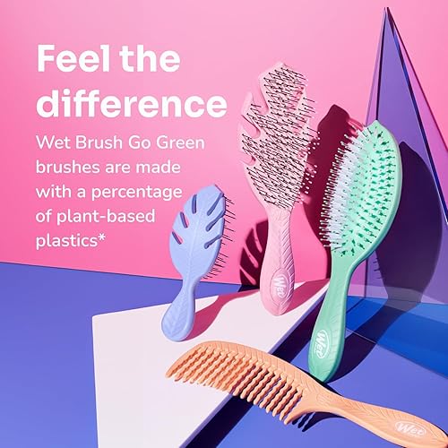 Miniatura 10 de Wet Brush Go Green - Cepillo desenredante de pelo grueso, cerdas IntelliFlex ultrasuaves con AquaVent - Afloja suavemente los nudos mientras