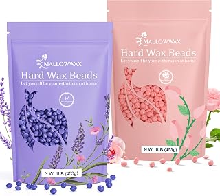 Hard Wax Beads 2-Pack, 1lb lavender wax beads + 1lb Rose pink wax for hair removal