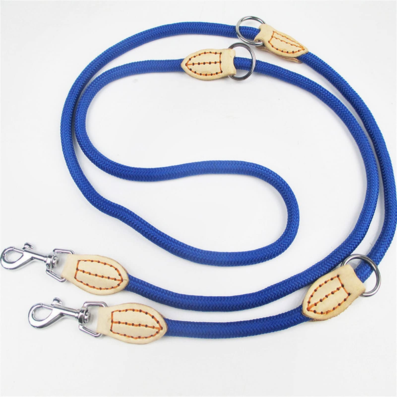 Multifunktions-Doppelleine Kettenhalsband Zwei Hundeleinen Nylon Verstellbare Lange Kurze Hundetrainingsleinen Hundezubehör (Color : Coffee, Size : L)
