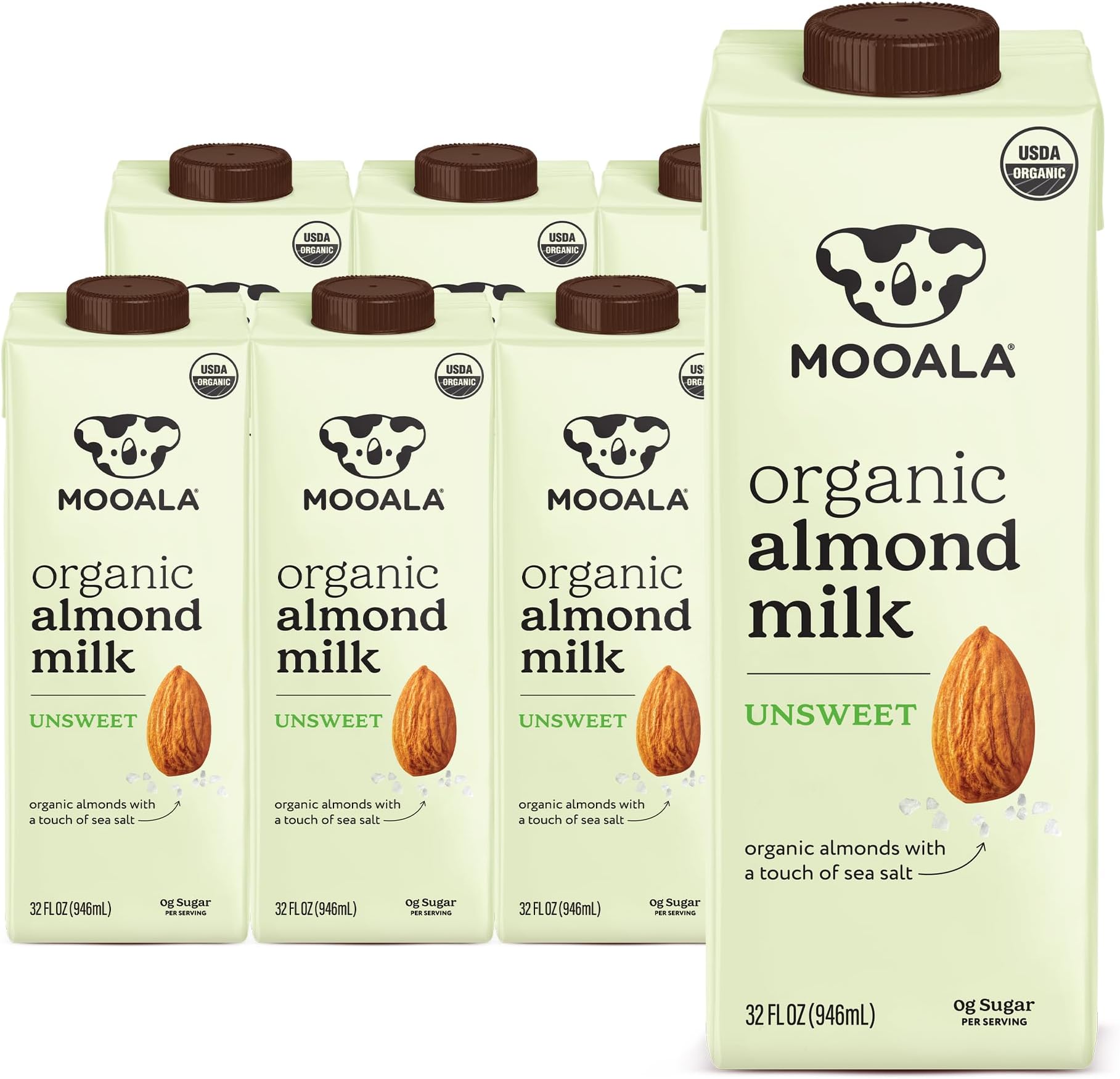 Organic Almond Milk Unsweetened 32 fl oz (Pack of 6) โShelf-Stable, Lactose Free, Gluten-Free, Vegan, No Added Sugar, Plant-Based Beverage