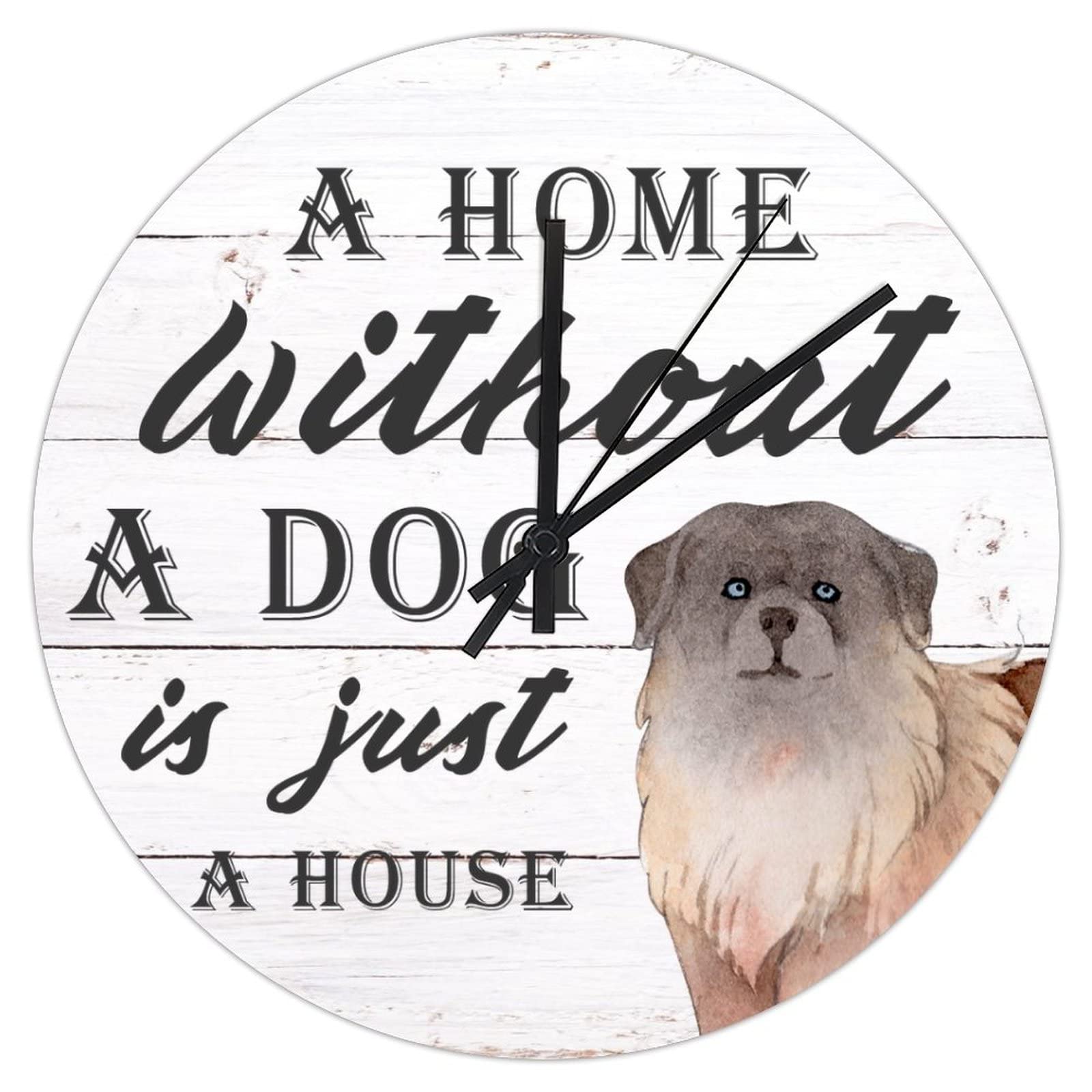 Horloge murale salon et bureau avec message canin pour décoration intérieure