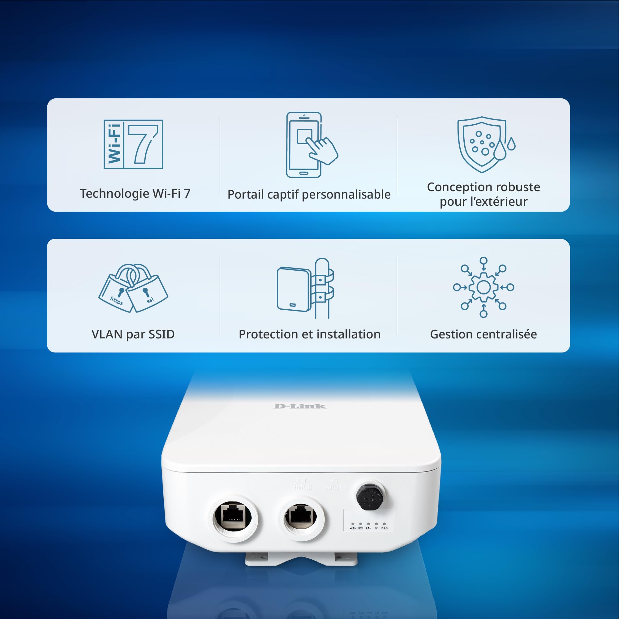 D-Link DAP-E3620OU Point d'Accès Wi-FI 7 Extérieur BE3600