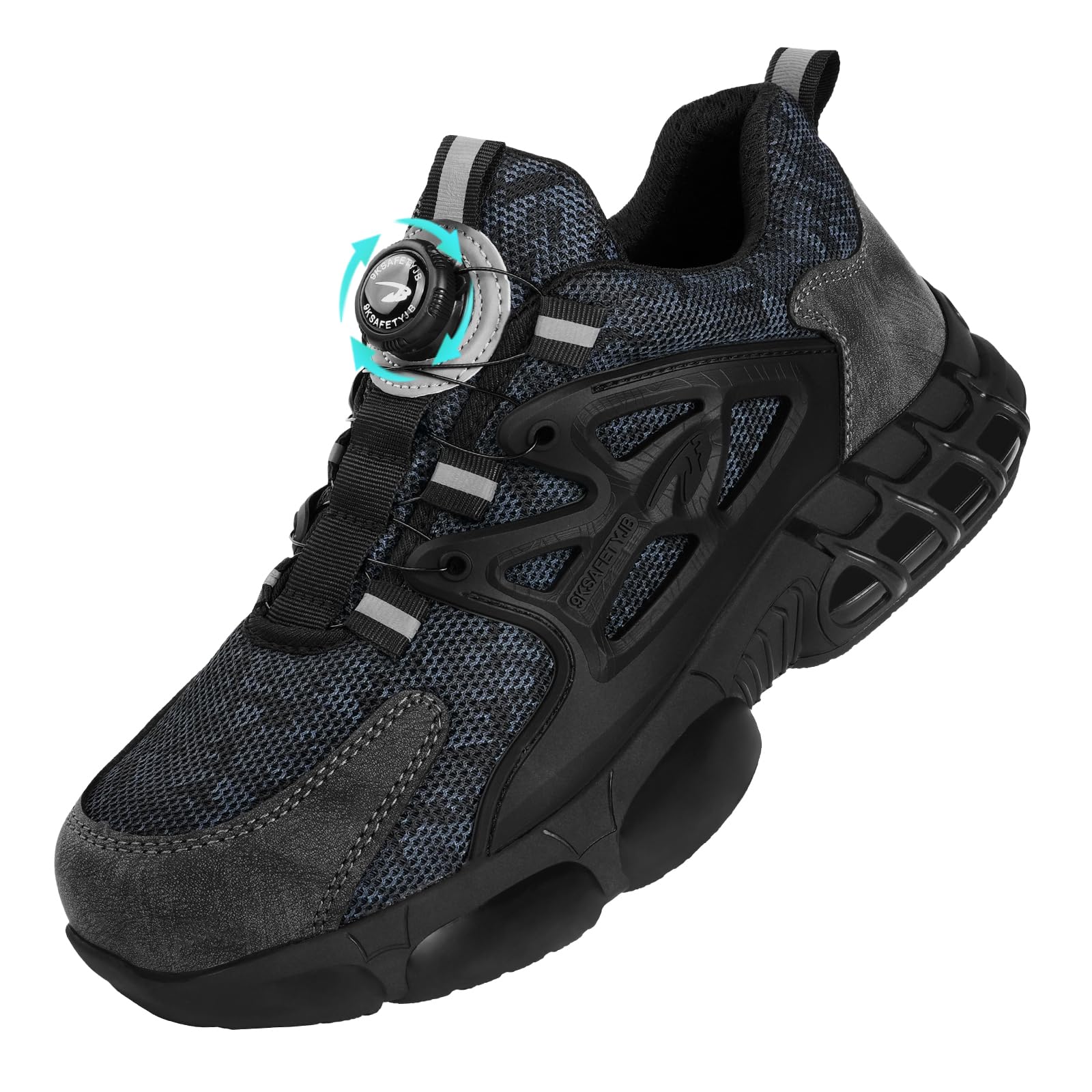 OFFCUP Męskie buty ochronne, buty ochronne, buty robocze ze stalowym noskiem, buty robocze, lekkie, wygodne, buty robocze, przemysłowe, trampki, antypoślizgowe, amortyzacja wstrząsów, zamek górski