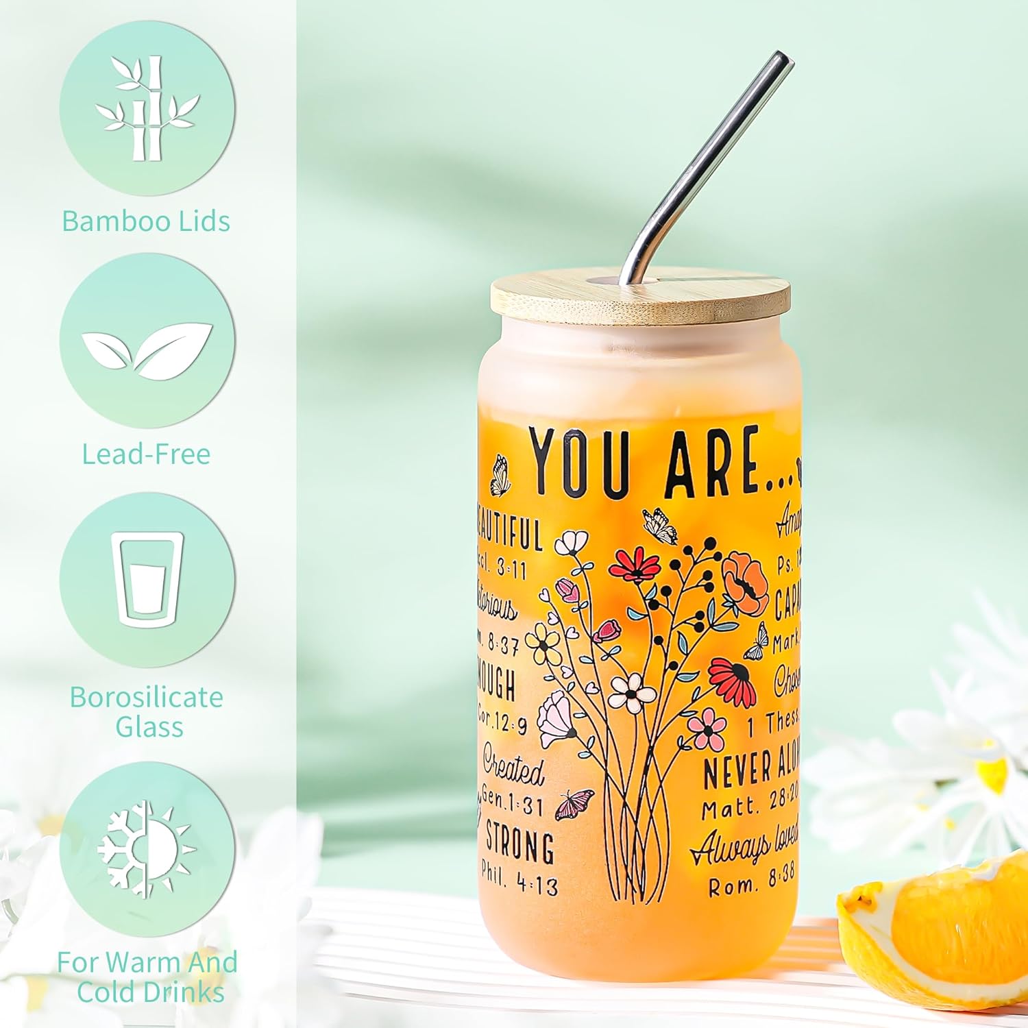 Christian Gifts for Women,Inspirational Gift for Women Birthday Unique Catholic Gifts set Bible Accessories,Faith Based Gift Glass Cup Bible Verse Jar,Religious Gift for Easter, Birthday, Anniversary - Image 4