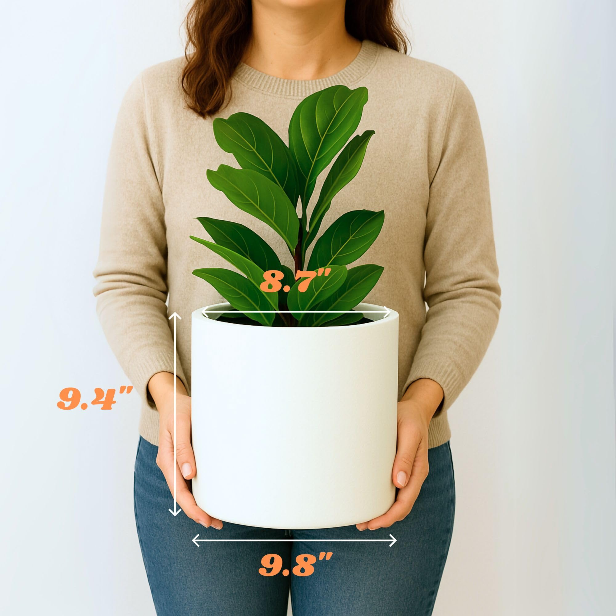 Amazon.com: Fox & Fern Large Indoor Planter, Modern Large Plant Pot for  Indoor or Outdoor, UV and Frost Resistant - 10 Inch, Fiberstone, Matte  White Flower Pot with Hide Saucer, Lightweight :