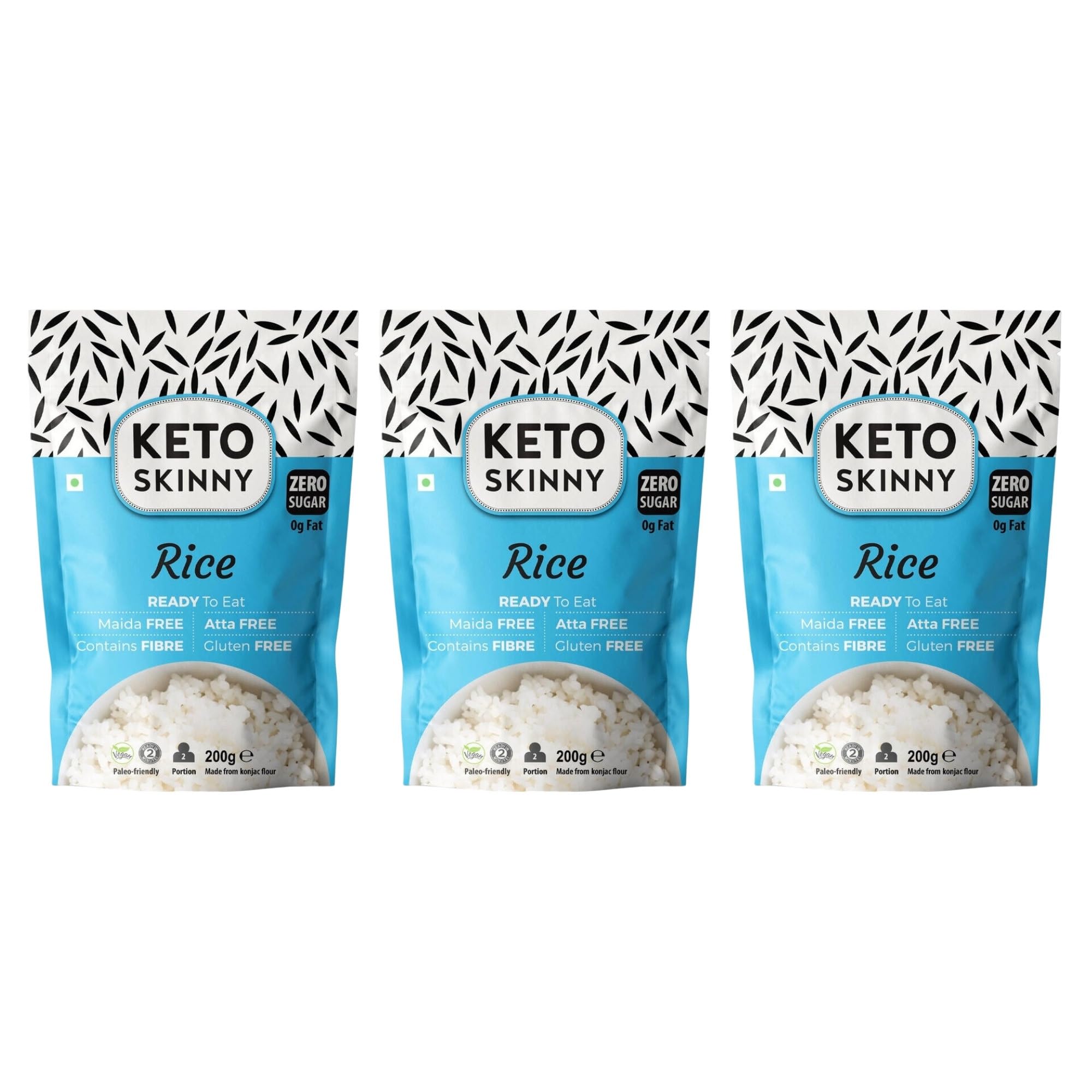 KETO SKINNY Rice – Low-Carb, Gluten-Free, High in Fiber, Ready to Eat, Healthy & Convenient Rice Alternative, Perfect for Keto Diet, Quick Meal Solution, Nutritious | (3 Pack)