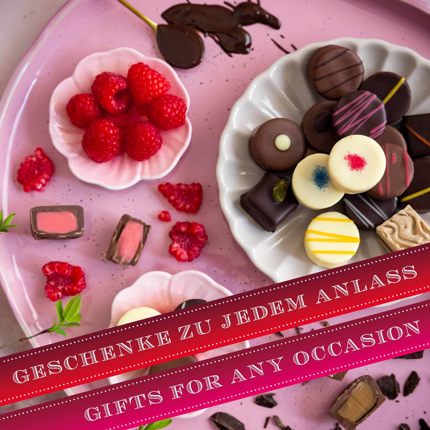Hallingers Genuss Manufaktur Pralinen Muttertagsgeschenk - ohne Alkohol, handmade aus Confiserie-Edelkakao in wertiger XXL-Geschenkbox "Danke Mama", Geschenkidee für Mama Oma