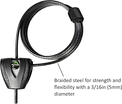 Master Lock 8417D Cable Lock, Python Adjustable Keyed Cable Lock, 6 ft. Long, 2 Pack Bundle with Keychain Light