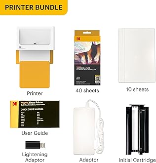 KODAK Dock Plus 4PASS Instant Photo Printer (4x6 inches) + 90 Sheets Bundle (10 Initial Sheets + 80 Sheet Pack)