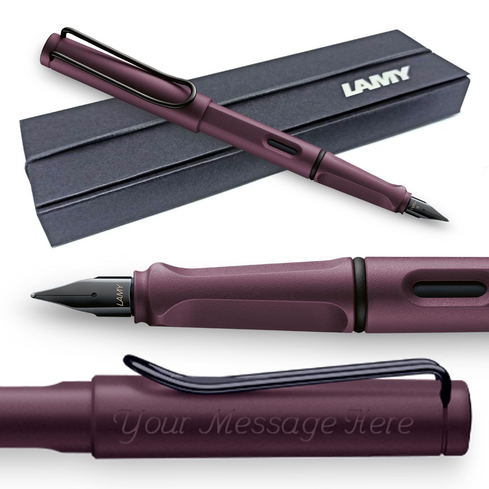 Fountain Pen Lamy Safari - Personalised with Engraving (Broad Nib, Scarlet)
