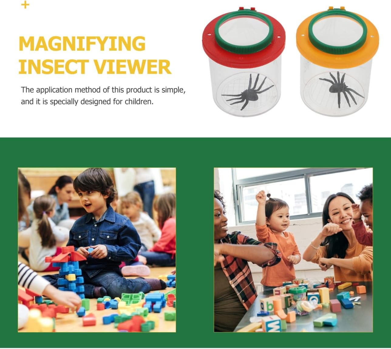 Yardwe 2Pcs Double Lens Insect Observation Box Magnifier for Educational Exploration Kit for Classroom Outdoor Use Transparent Design
