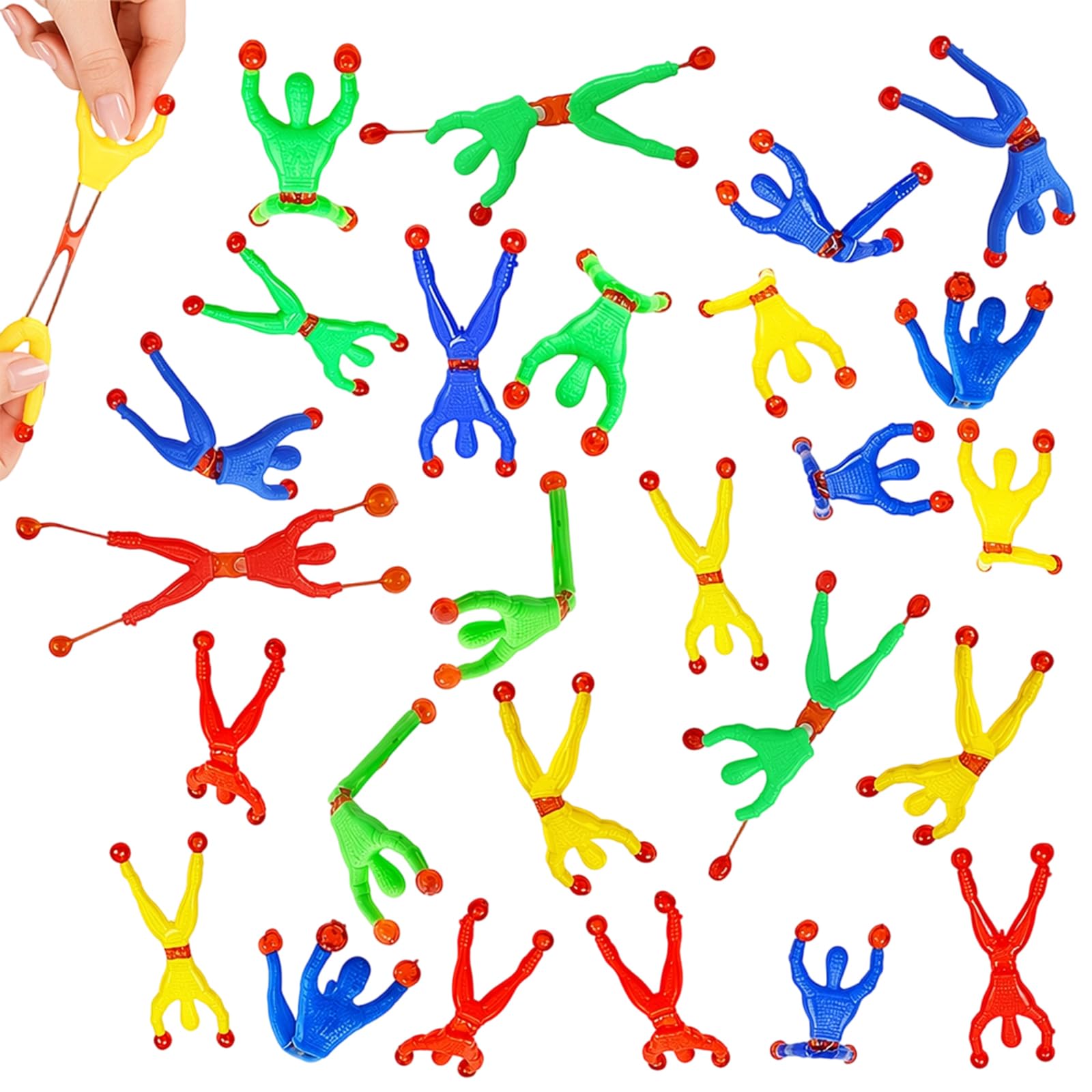 Kuwuarg 30Pcs Sticky Men, Stretchy Men and Sticky Balls to Throw at Ceiling, Wall Climbing Sticky Set for Party Bag Fillers, Multipurpose Sticky Man Soft Toy
