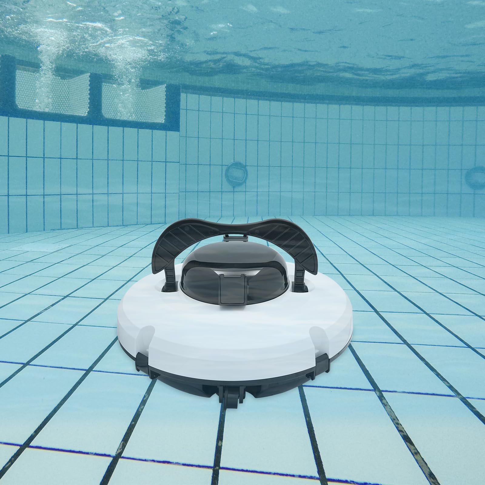 Bezprzewodowy robot basenowy, akumulatorowy odkurzacz do basenów płaskich do 100 m², wodoszczelny IPX8, czas pracy 120 minut, idealny do basenów podwodnych i basenów terenowych