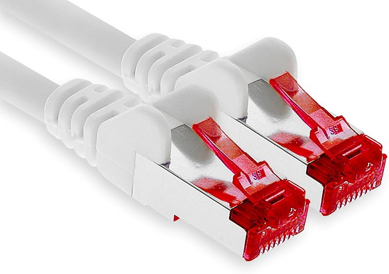1aTTack.de - 1x 20m CAT6 patch cable S/FTP PIMF shielding CAT.6 RJ45 network cable Ethernet cable DSL LAN router switch modem patch panel - white - 1 piece