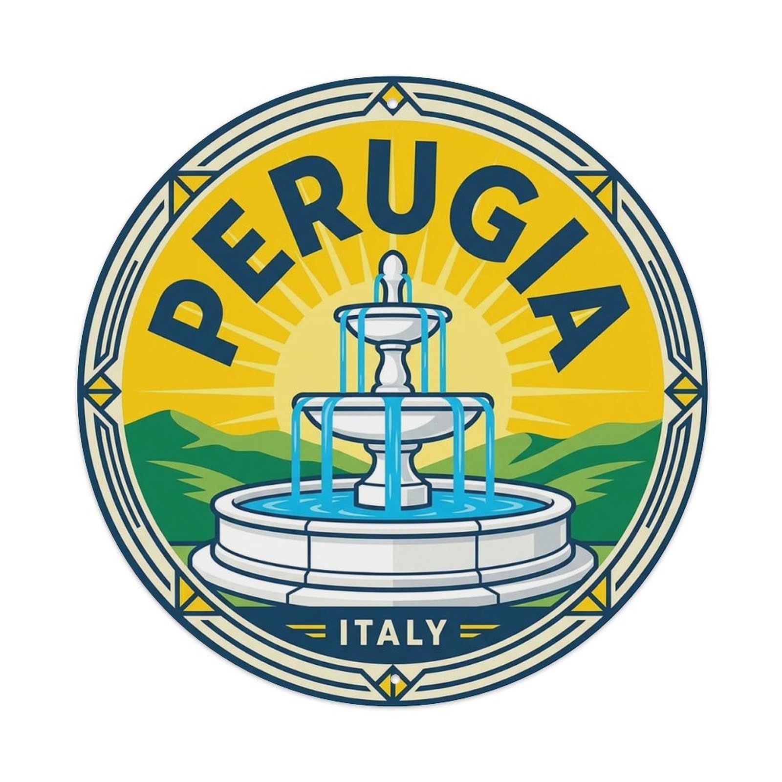Vintage Travel Italy Perugia Vintage Metal Tin Sign Plaque Wall Decor for Cafe, Club Bar, Office, Garden Metal Poster 8x8Inch