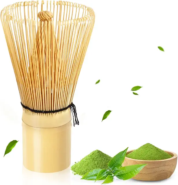 Batidor de Bambú Natural Chasen Tradicional para Té Matcha Japonés - 100 Varillas