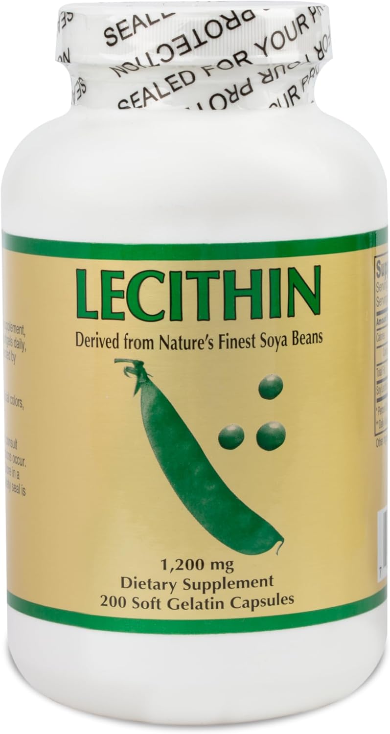 Nu-Health Soy Lecithin 1,200 mg Capsules | Lecitina de Soya | Soy Lecithin Capsules Non-GMO | Natural Source of Phospholipids & Choline | Supports Cellular Function & Fat Metabolism | 200 Capsules