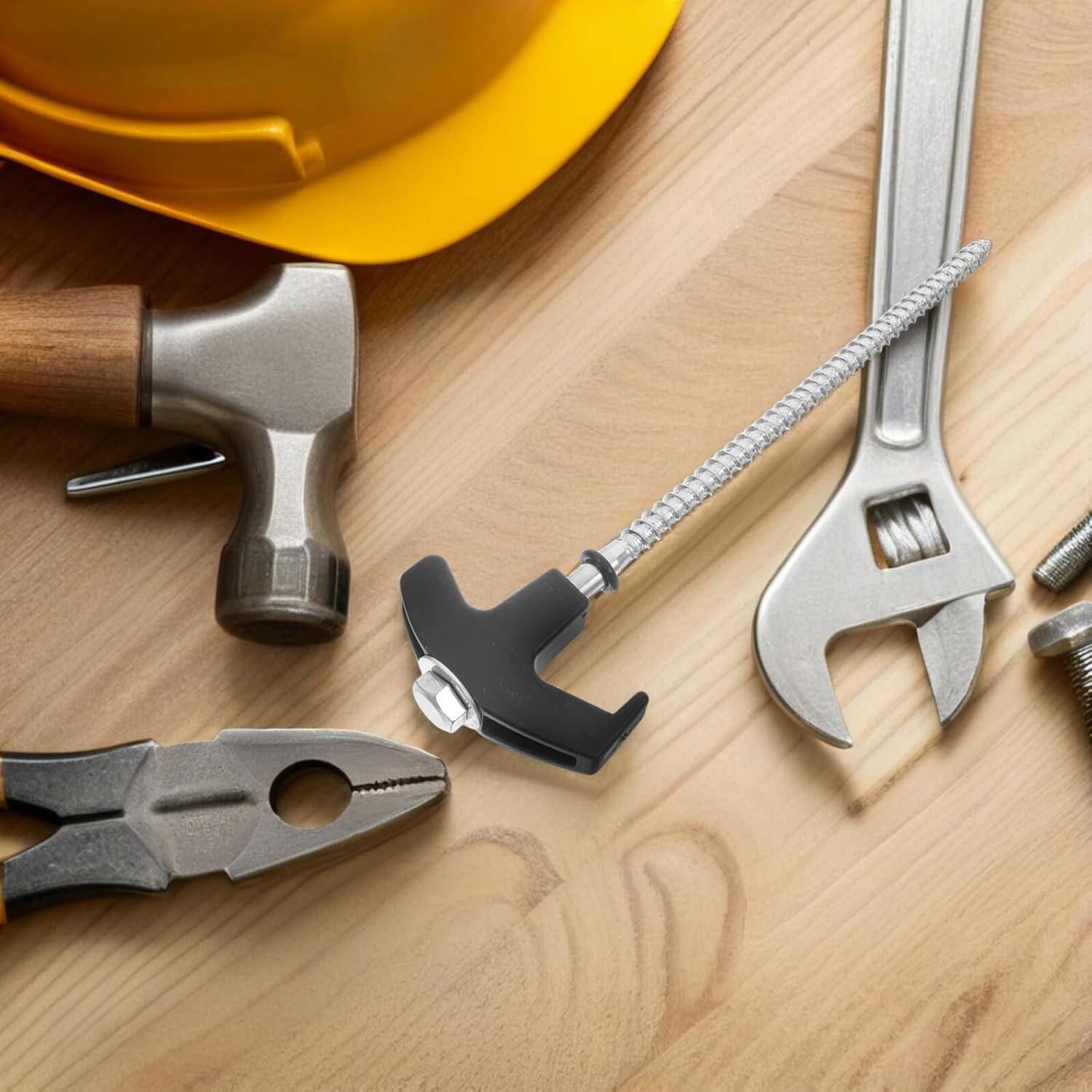 Toyvian Screw Tent Pegs Set 10pcs M8 Carbon Steel Ground Nail Tent Stakes 8x200mm with Plastic Rotatable Heads, Gray Removal Tool, and Storage Box for Camping and Outdoor Shelters