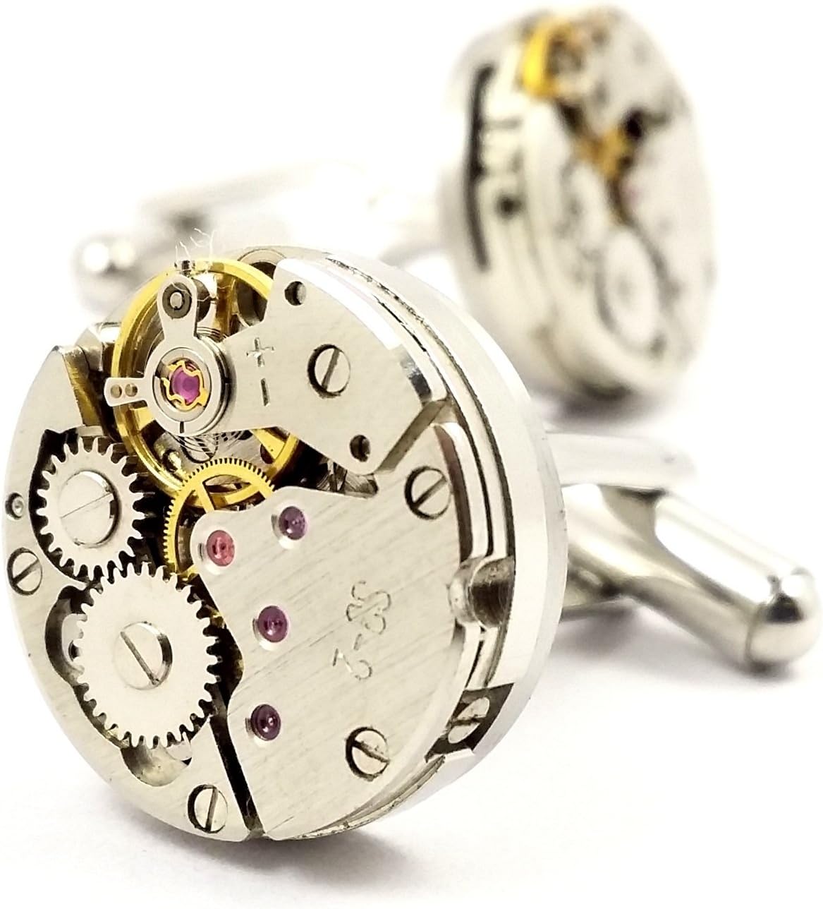 MFYSWatch Movement Steampunk Cufflinks with Gift Cufflink Box