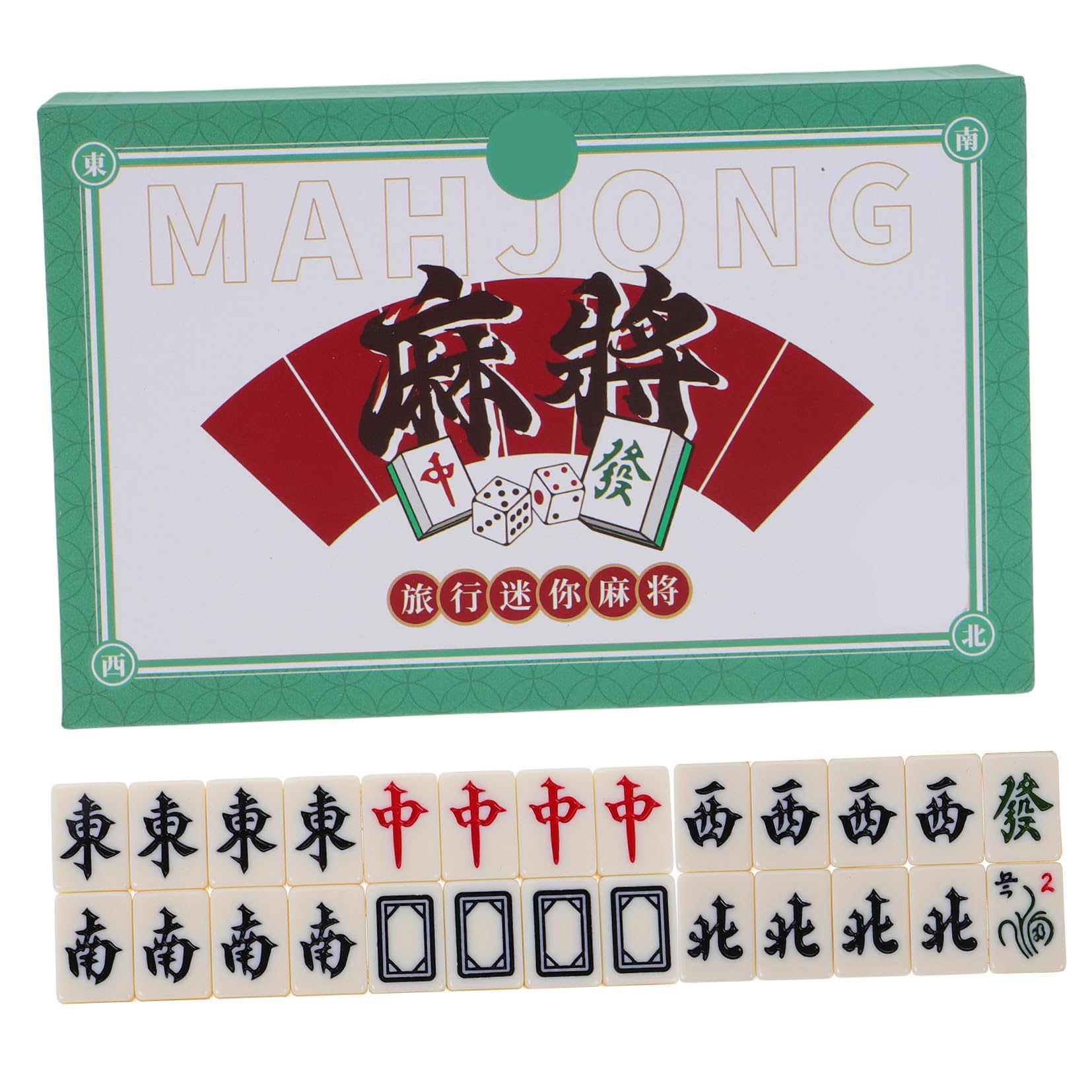 Kleiner Mahjong Spielset Tragbar für Zuhause und Reisen Kleines Mahjong Satz aus Robustem Material Kompakt für Studentenwohnheime und Kleine Räume