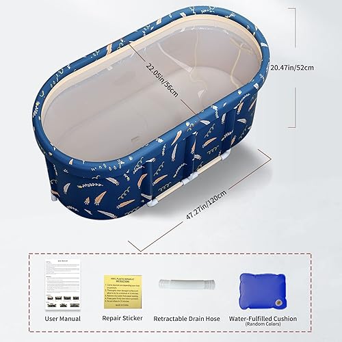 Miniatura 2 de LERGNA Bañera portátil, bañera independiente plegable, bañera japonesa de remojo, bañera de ducha, bañera de spa plegable para adultos, niños y