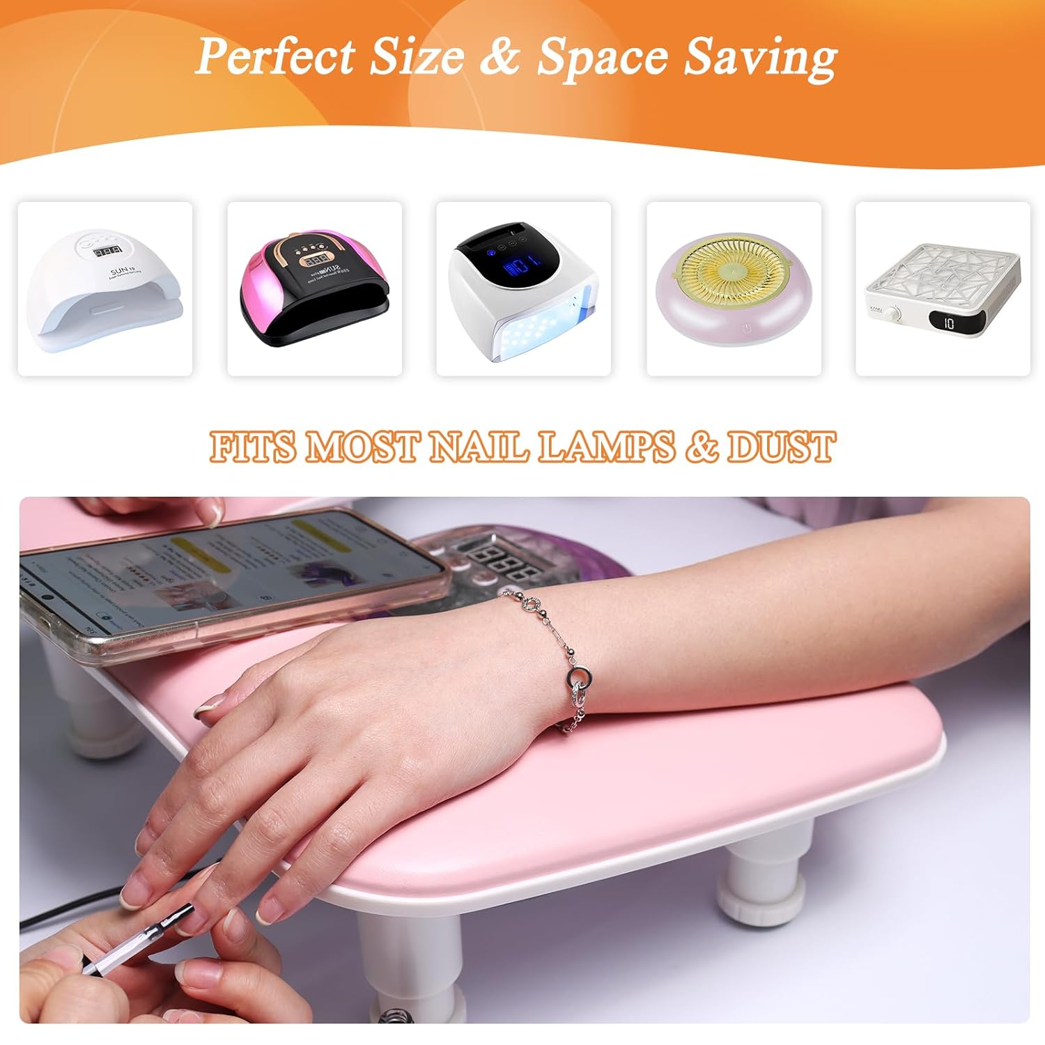 FNNZ Arm Rest for Nails Tech, 3 Height Adjustatle Nail Arm Rest Stand, U Shaped Manicure Hand Rest, Soft PU Leather Fabric for Manicurists Nail Salon Supplies - Pink