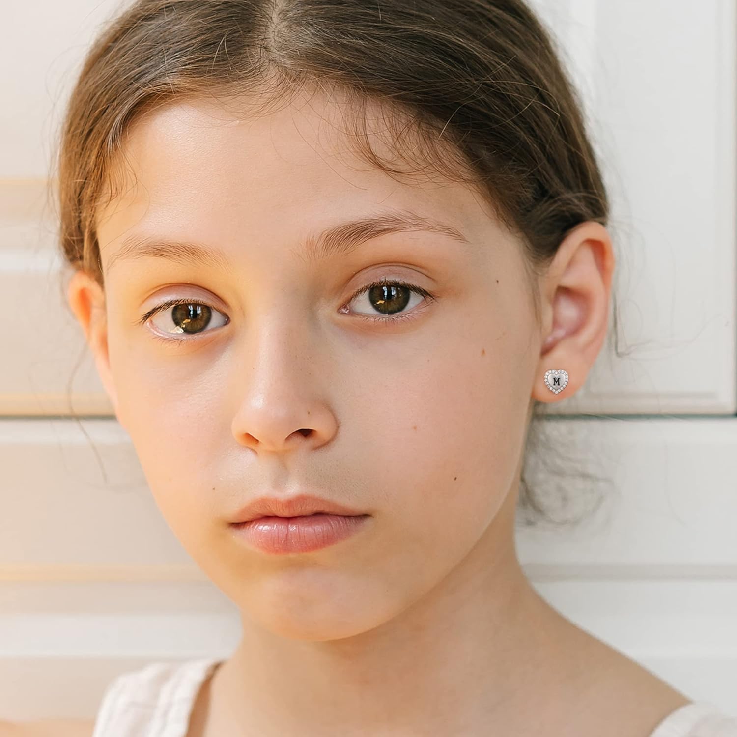 Heart Earrings for Girls Kids, 925 Sterling Silver Post Hypoallergenic Girls Earrings CZ Letter Earrings for Teen Girls Initial Earrings for Little Girls Kids Toddler Christmas Gifts - Image 4