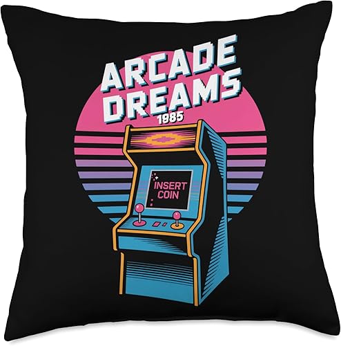 Arcade Dreams 1985 Insert Coin Retro Arcade Throw Pillow
