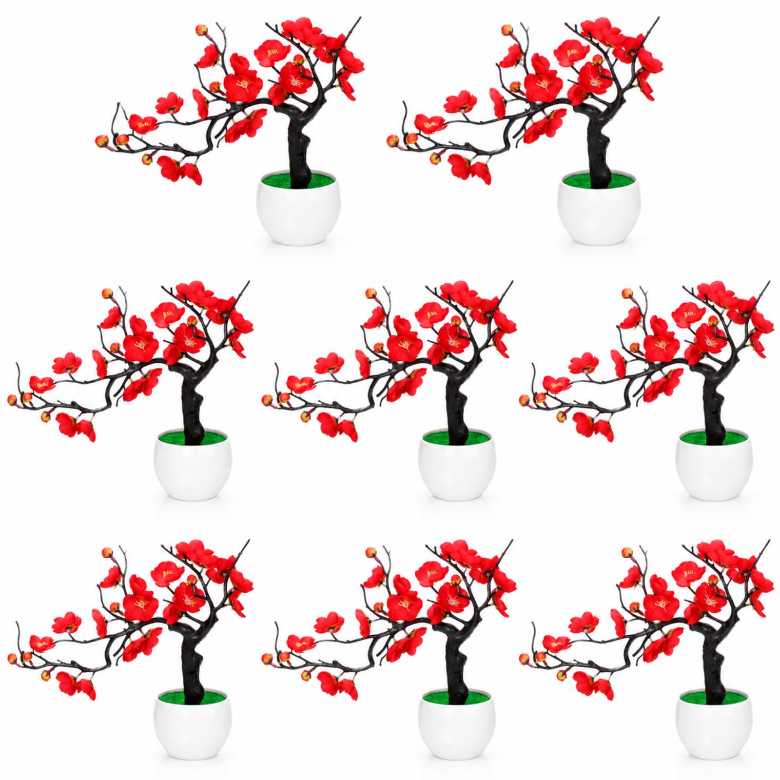 Photo 1 of Suncalla Artificial Red Plum Blossom Bonsai (8 Pack)