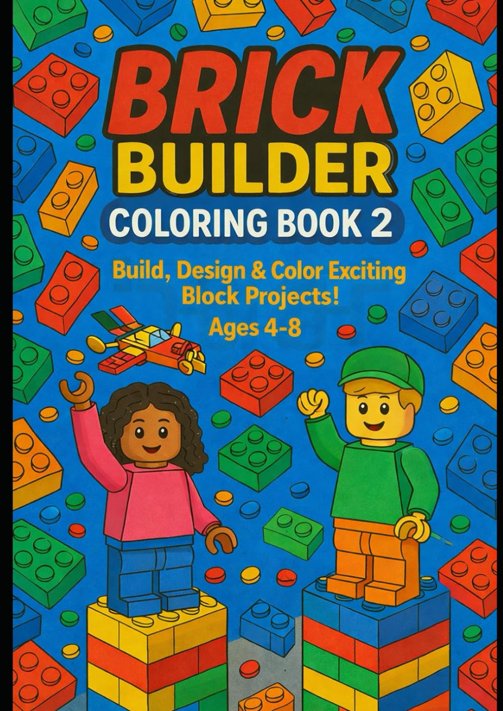 Brick Builder Coloring Book 2: Fun Block Characters & Creative Building Adventures for Kids Ages 4–8