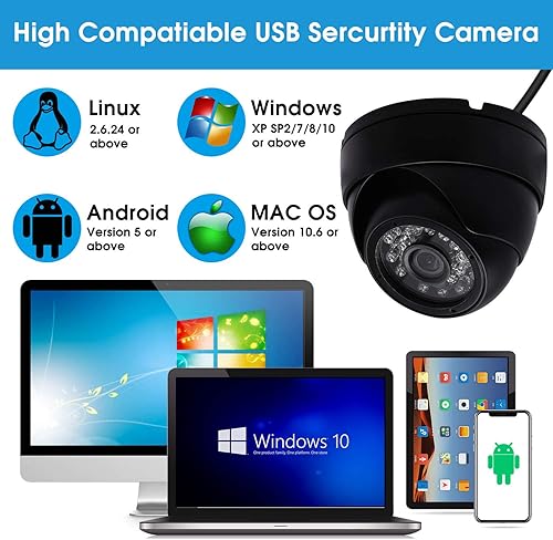 Miniatura 3 de SVPRO Cámara USB para exteriores 1080P Full HD Cámara de visión nocturna impermeable con LED infrarrojos, cámara de seguridad USB para sistema de