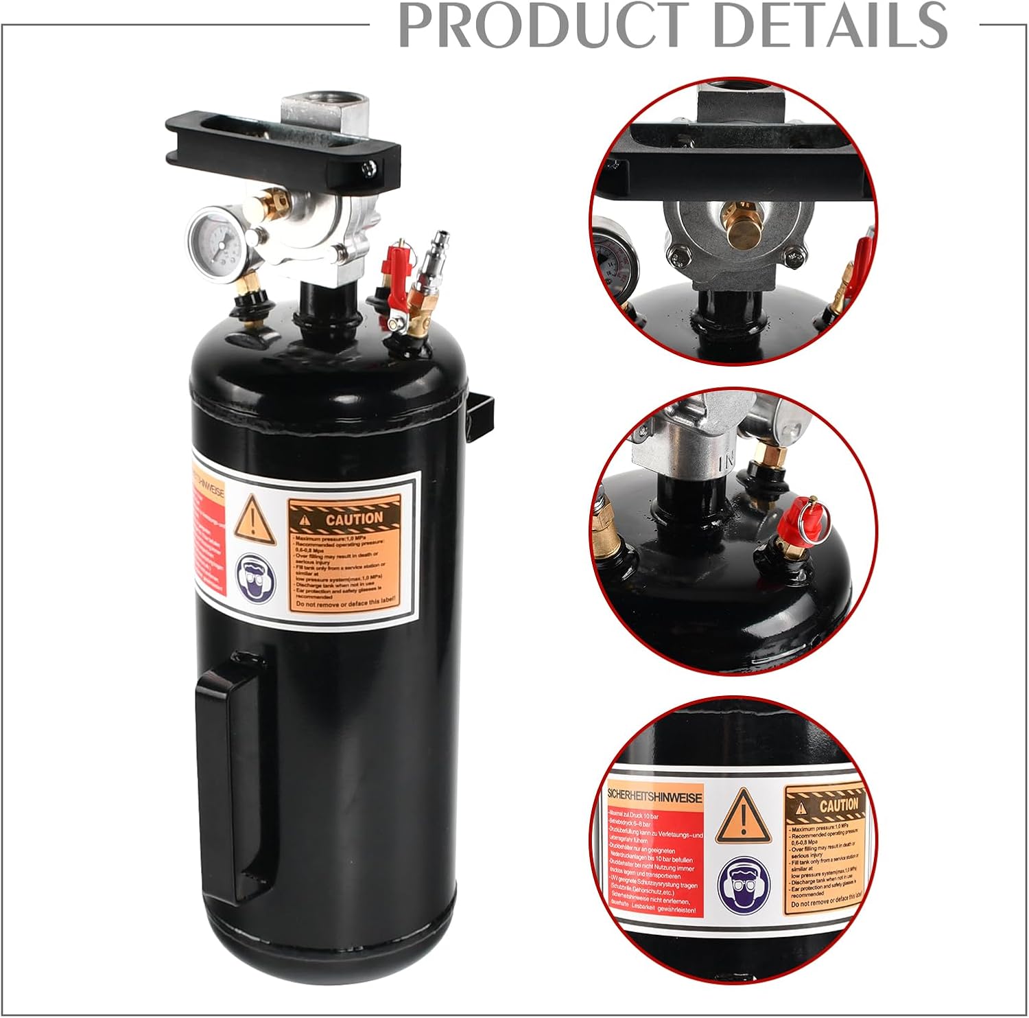 2.1 gallon / 8l air tire bead seater 116 psi blaster tool seating tire inflator with gauge car truck atv tractor tank heavy duty (black) 2.1 gallon black